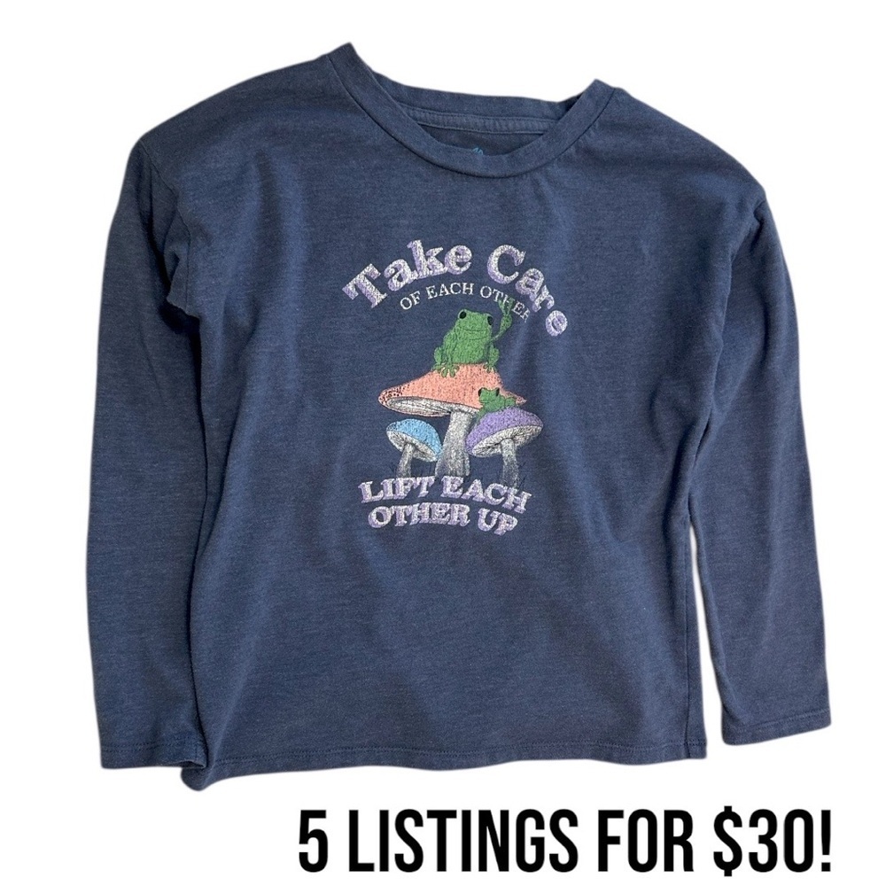 Y2K Kids Graphic Long Sleeve Shirt Take Care of Each Other life Each Other Up